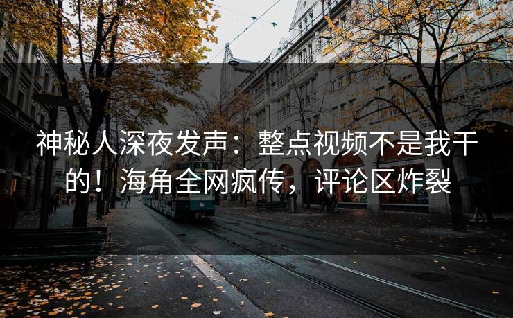 神秘人深夜发声：整点视频不是我干的！海角全网疯传，评论区炸裂