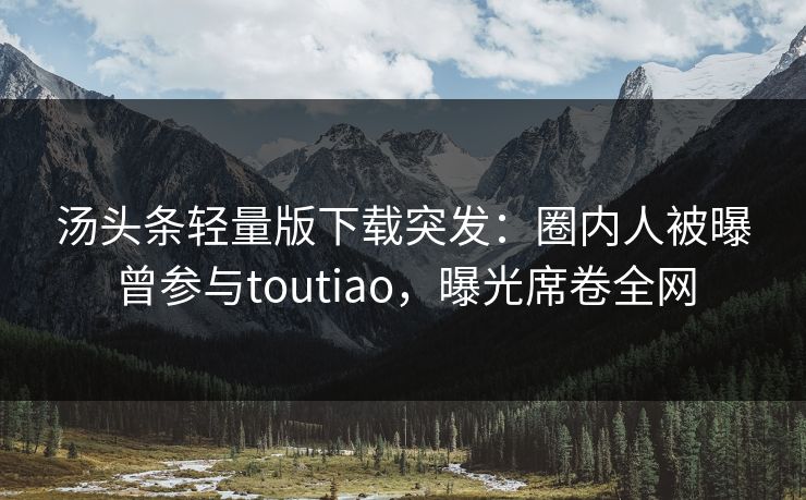 汤头条轻量版下载突发：圈内人被曝曾参与toutiao，曝光席卷全网