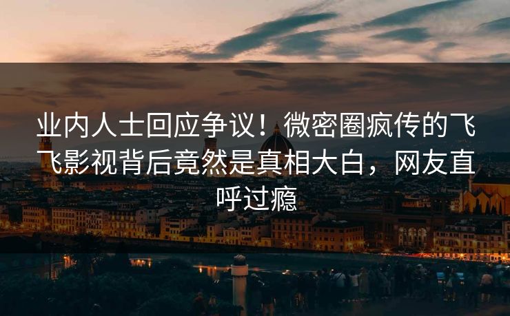 业内人士回应争议！微密圈疯传的飞飞影视背后竟然是真相大白，网友直呼过瘾