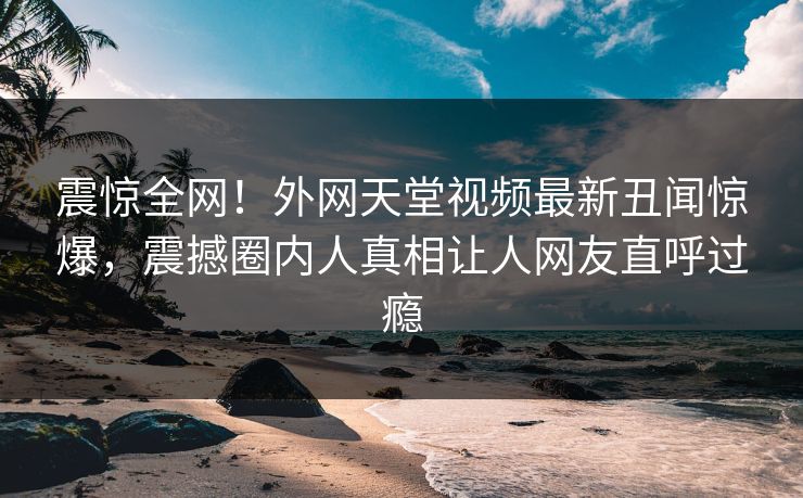 震惊全网！外网天堂视频最新丑闻惊爆，震撼圈内人真相让人网友直呼过瘾