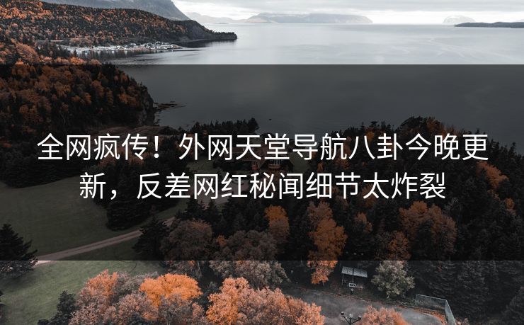 全网疯传！外网天堂导航八卦今晚更新，反差网红秘闻细节太炸裂