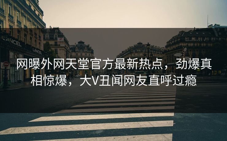 网曝外网天堂官方最新热点，劲爆真相惊爆，大V丑闻网友直呼过瘾