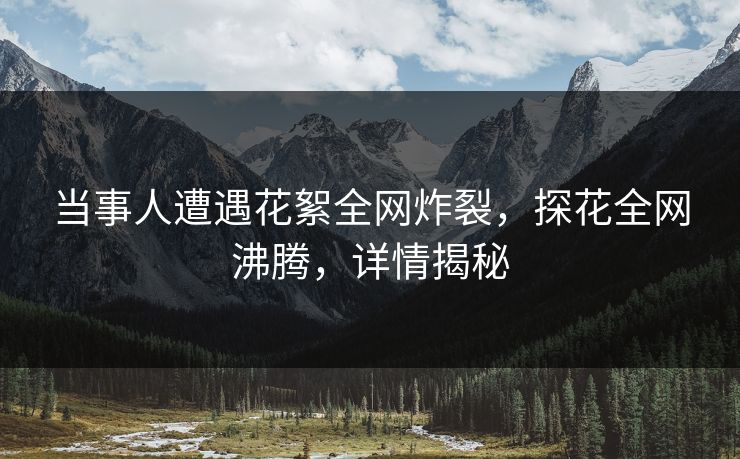 当事人遭遇花絮全网炸裂，探花全网沸腾，详情揭秘