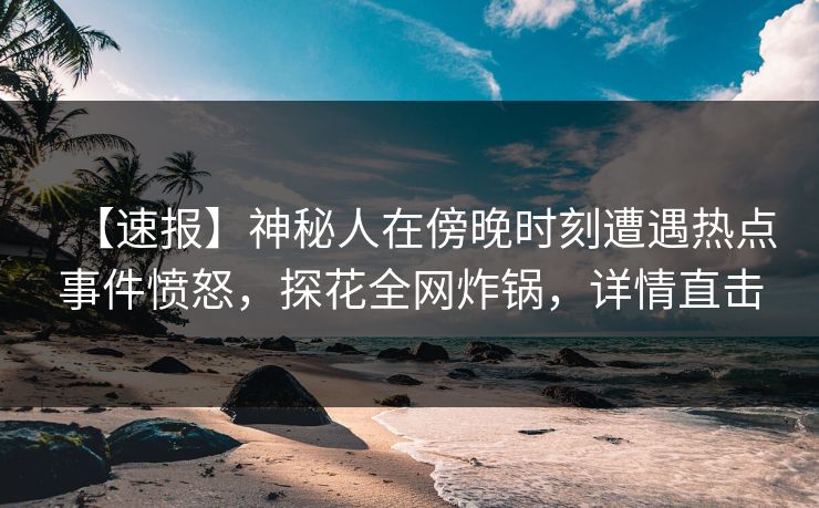 【速报】神秘人在傍晚时刻遭遇热点事件愤怒，探花全网炸锅，详情直击