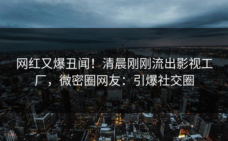 网红又爆丑闻！清晨刚刚流出影视工厂，微密圈网友：引爆社交圈