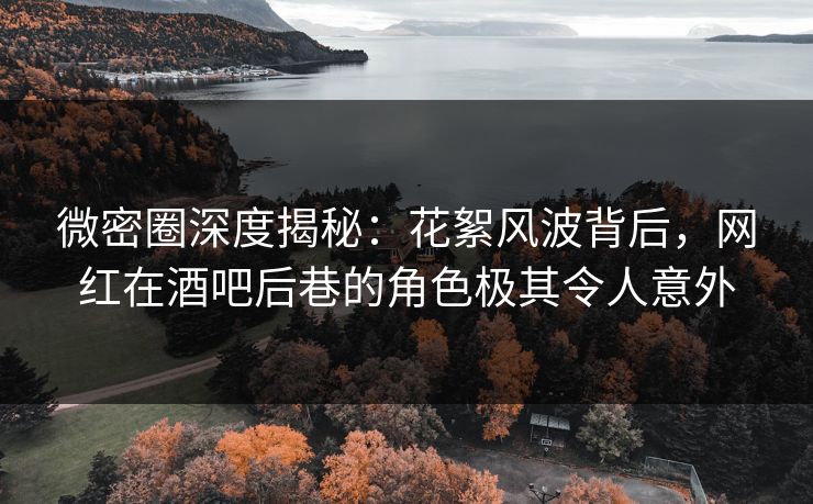 微密圈深度揭秘：花絮风波背后，网红在酒吧后巷的角色极其令人意外