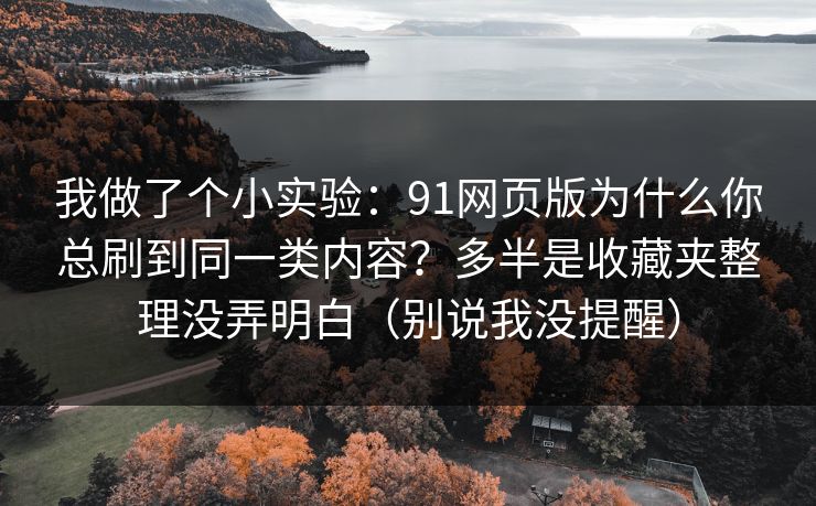 我做了个小实验：91网页版为什么你总刷到同一类内容？多半是收藏夹整理没弄明白（别说我没提醒）